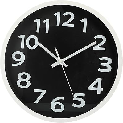 LIFKICH 12 Inch Clock Room Decor Retro Decorative Pool House Alarm Clock Numbers Ticking Day Black Plastic