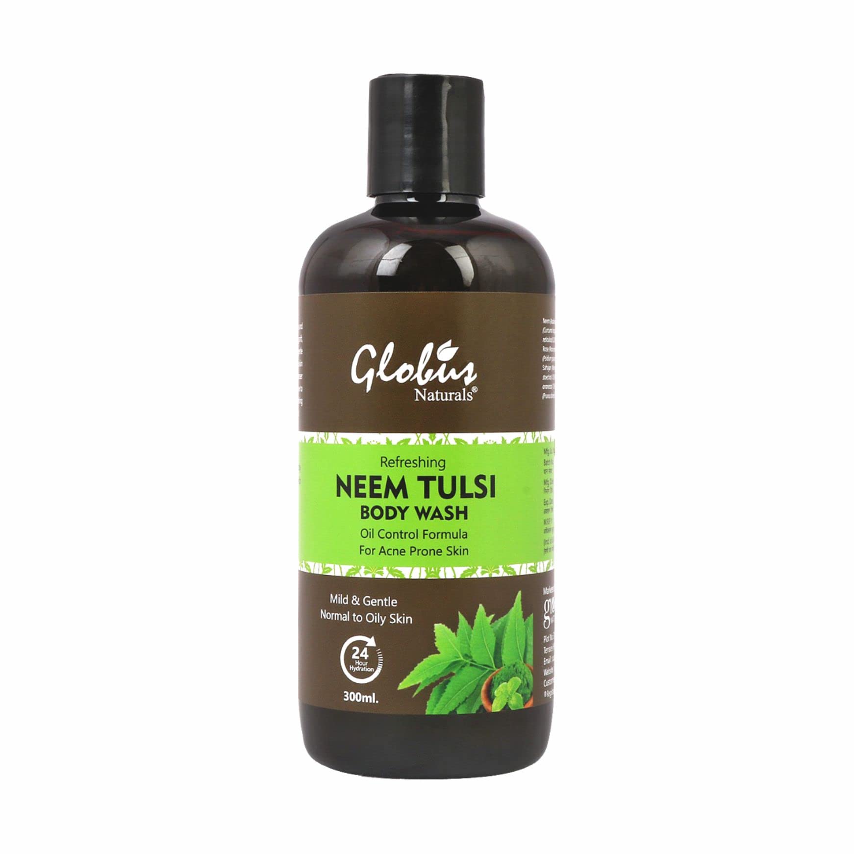 Globus Naturals Refreshing Antifungal Neem Tulsi Body Wash, Promotes healthy skin, Toxin Free 300 ml