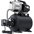 Aquastrong 1.6 HP Shallow Well Pump with Pressure Tank, 1320 GPH, 115V, Stainless Steel Irrigation Pump, Automatic Water Booster Jet Pump for Home, Garden, Lawn