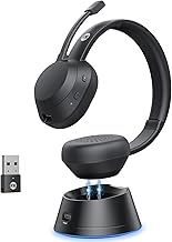 FXWONTY Wireless Headset, Wireless Headphones with Mic(AI Noise Cancelling), 65 Hrs Working Time with USB Dongle, Wireless...