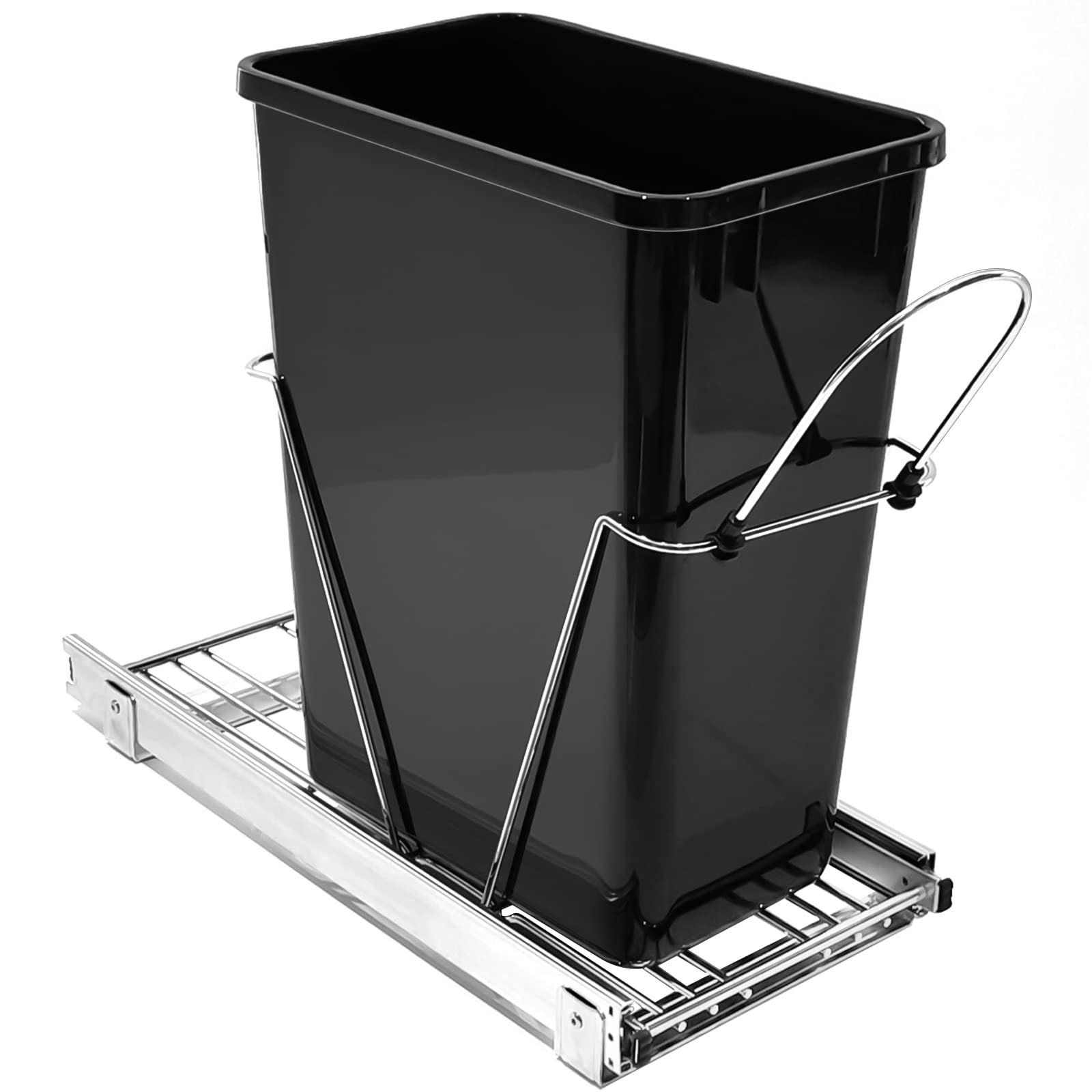 Photo 1 of Atposh Double Pull Out Trash Can Under Cabinet, Single 35 Quart Sliding Pull-Out Waste (Trash Can Not Included),for Kitchen Cabinets, Black