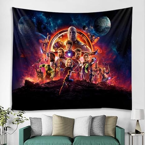 Good Tapestry Avengers Background Fabric Background Wall Decoration Fabric  Marvel Iron Man Black Widow Hulk Tapestry A : : Home & Kitchen