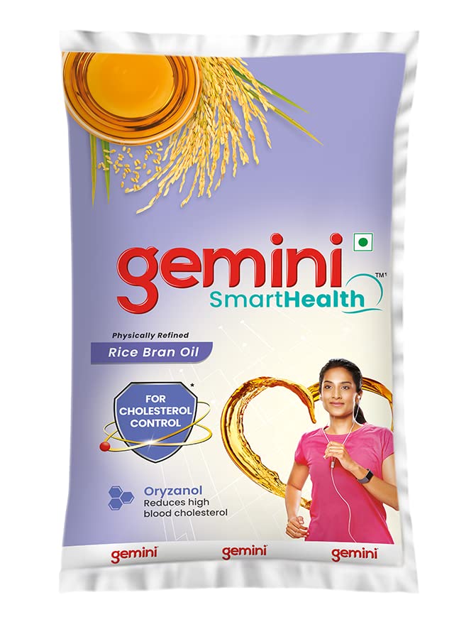 Gemini Refined Rice Bran Oil Pouch, 1000 ml