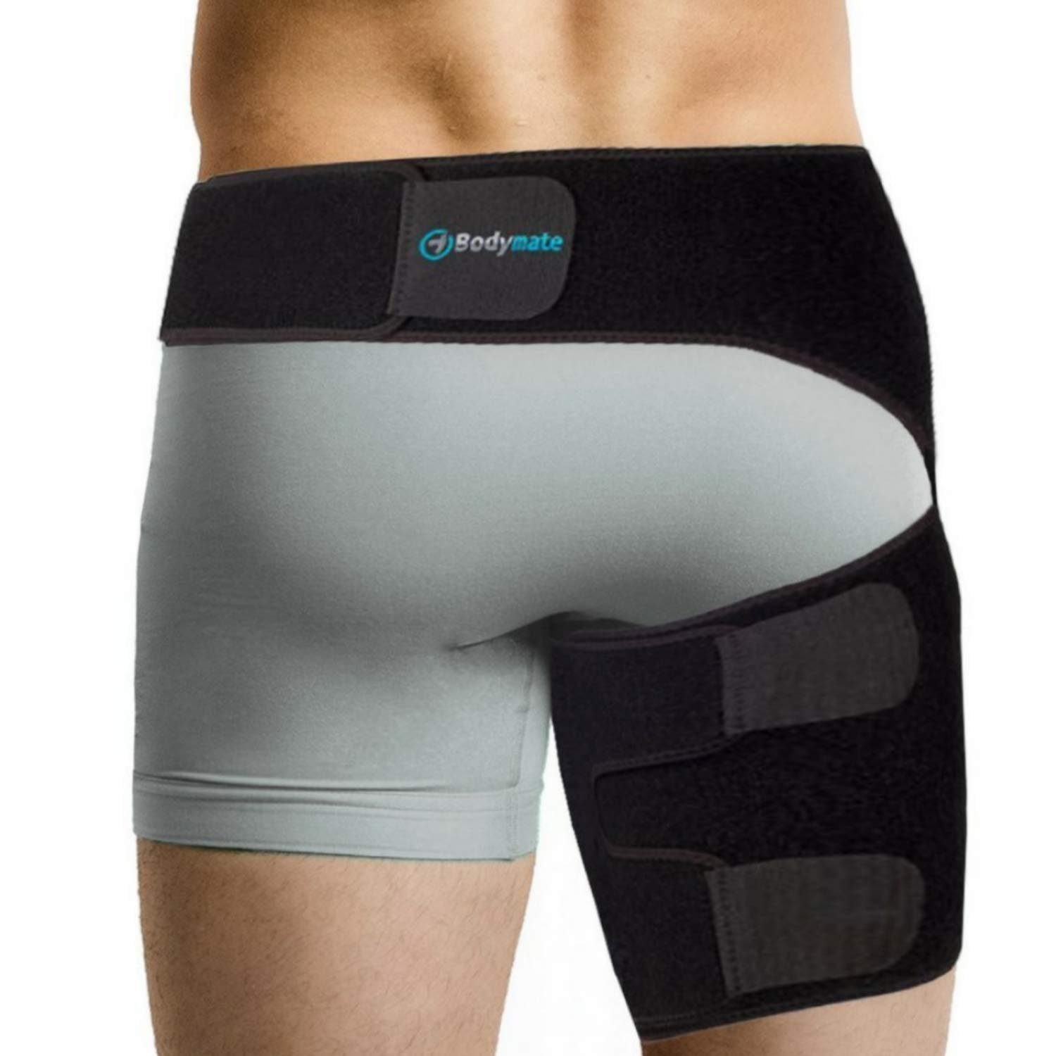 Bodymate? Hip Brace for Sciatica Pain Relief | SI Belt/Sacroiliac Belt | Hip Pain| Compression Wrap for Thigh, Hamstring, Joints, Arthritis, Pulled Muscles | For Men, Women (Medium, Hip 32 - 44")