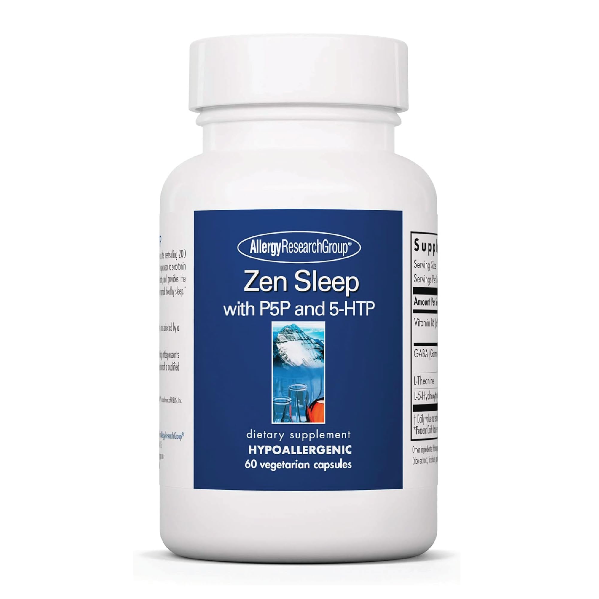 Allergy Research GroupZen Sleep Supplement - Supports Normal Healthy Sleep, P5P, 5-HTP, GABA, L-Theanine, Nervous System Balance, Hypoallergenic, Vegetarian Capsules - 60 Count