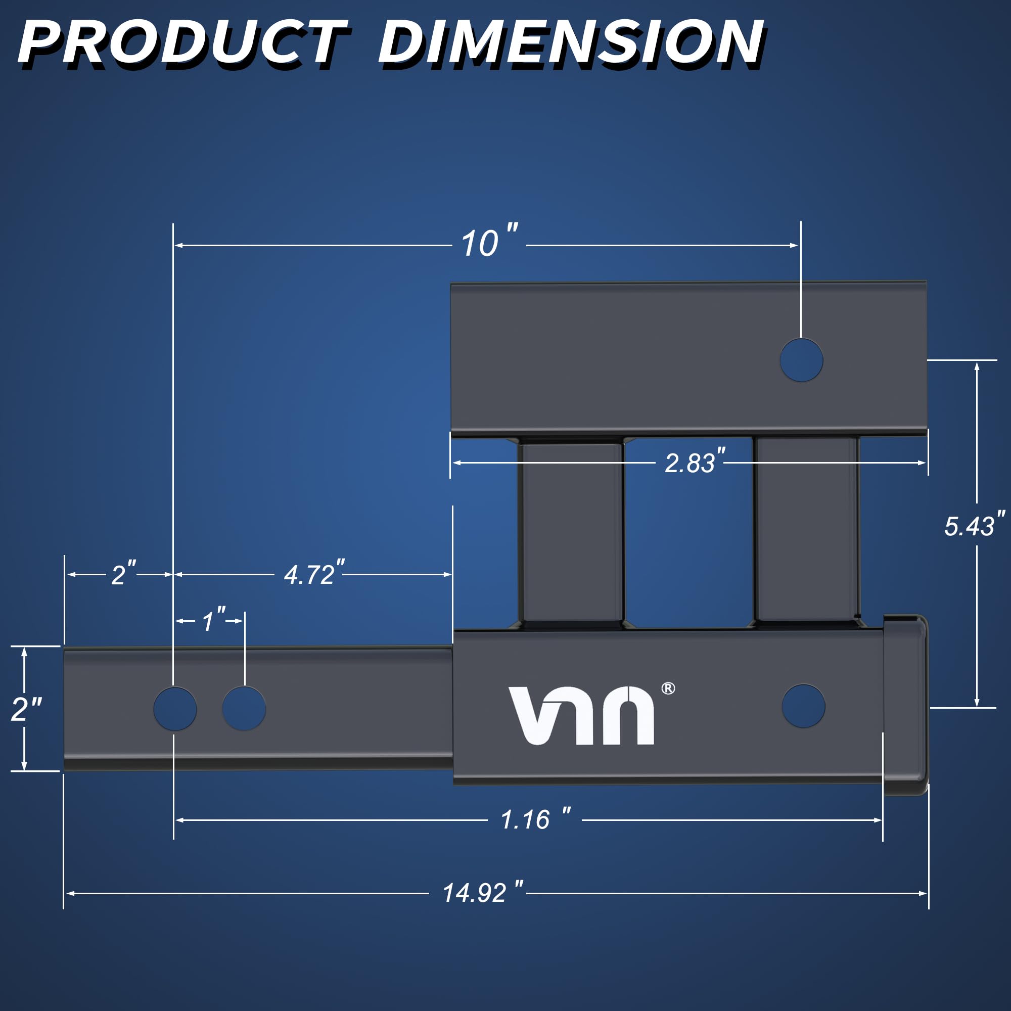 VNN Dual Receiver Hitch Extender, Extends 10", 5-1/2-In Rise, Trailer Hitch Riser Extension Fits 2-Inch Receiver, Double Hitch Receiver Extension GTW 8,000 lbs & GTW 4,000 lbs