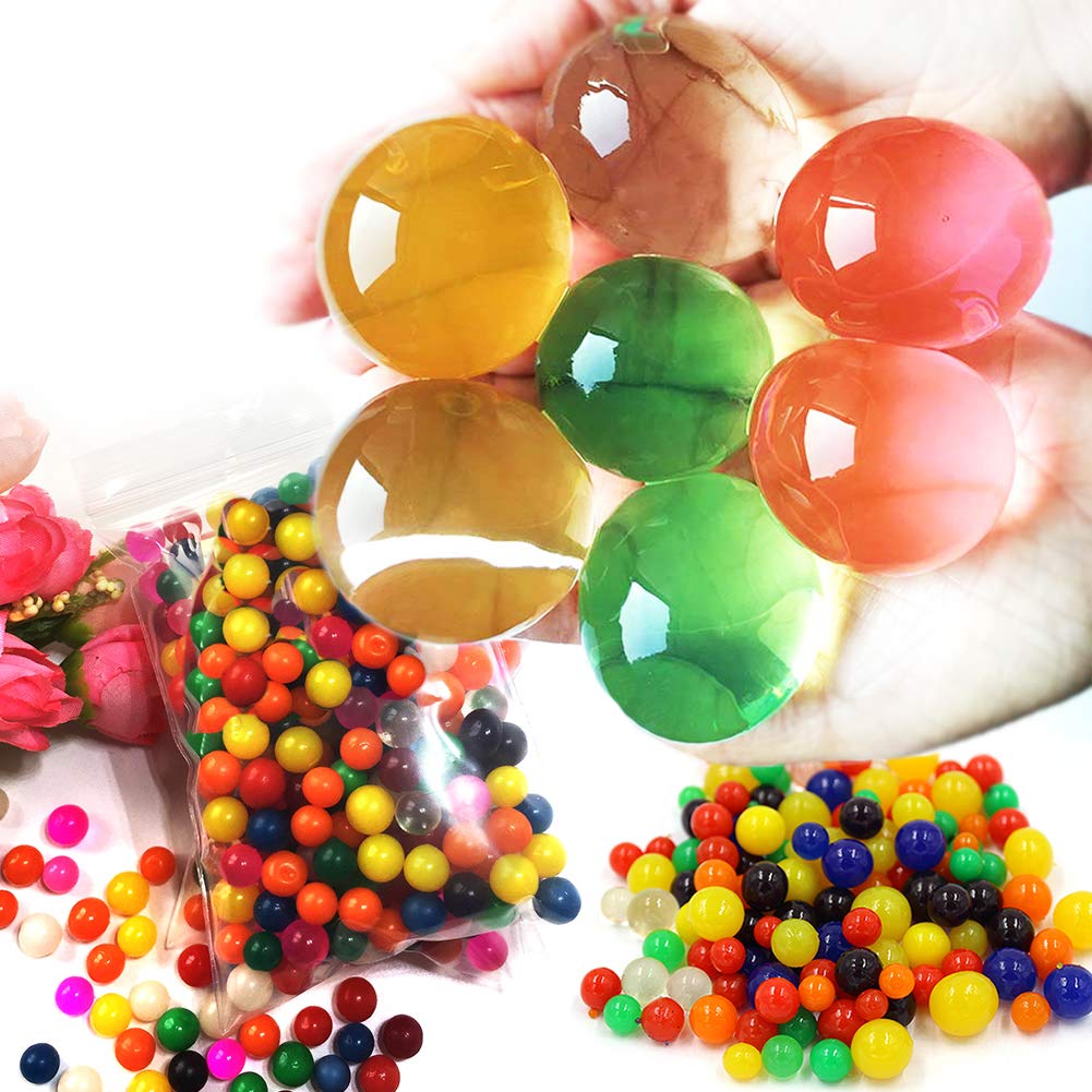 JAZZAIR500Pcs Large Water Beads Non Toxic, Jumbo Water Gel Beads, Rainbow Mix Water Growing Balls for Spa Refill, Plants Vase Filler, Kids Tactile Sensory Toys, Wedding Home Decoration