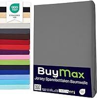 Buymax® Spannbettlaken 140x200cm Baumwolle 100% Spannbetttuch Bettlaken Jersey, Matratzenhöhe bis 25 cm, Farbe...