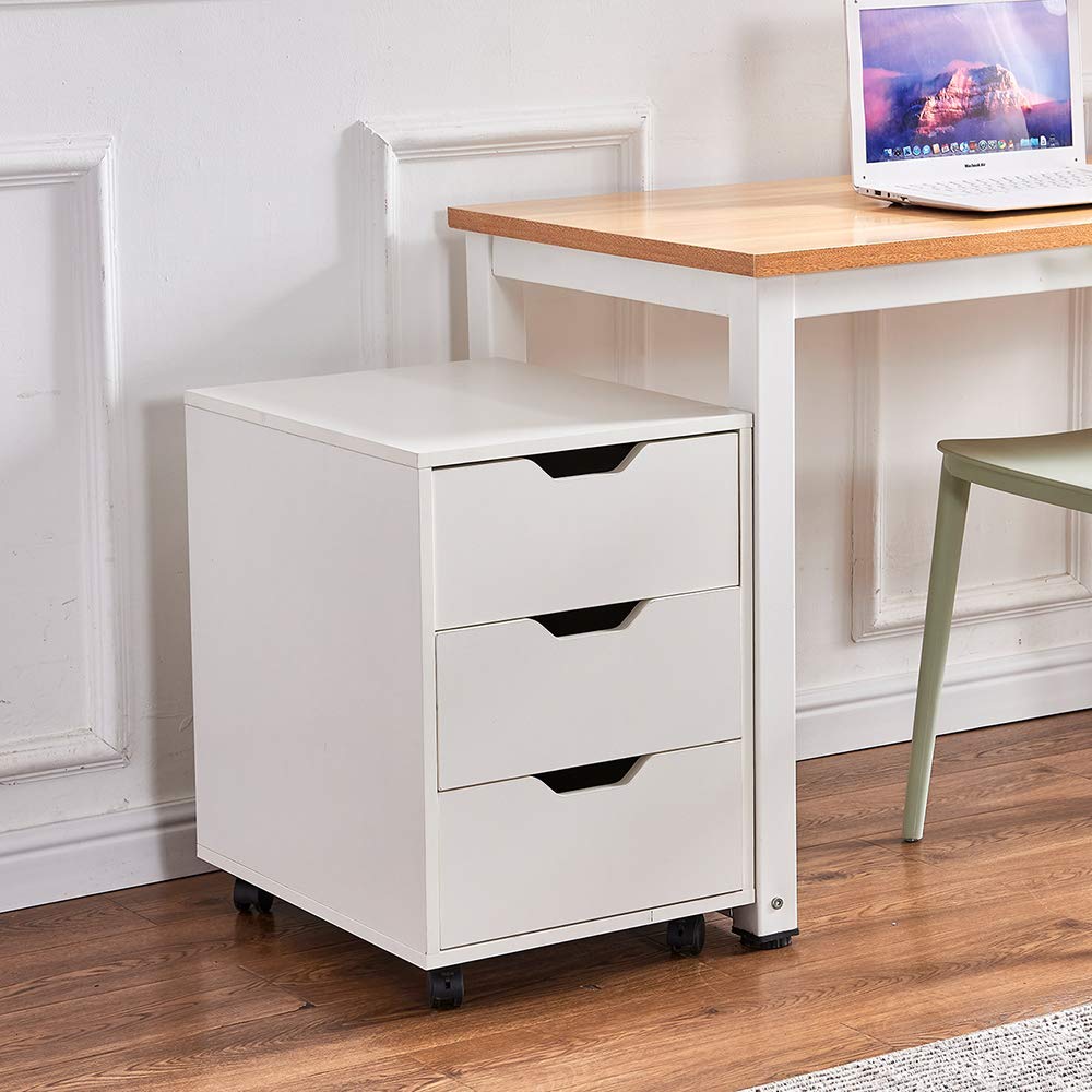 Buy Ansley&HosHo Office White Unit Storage Cabinet with 3 Drawers and ...