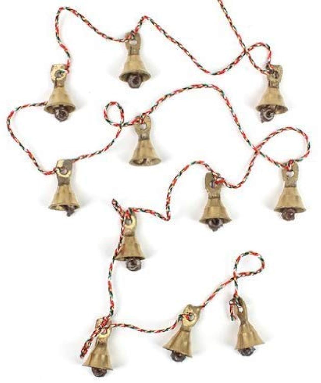 Rastogi Handicrafts Brass Decorative String of 11 Metal Vintage Indian Style Fair Trade Wall Hanging Tiny Bells (1)