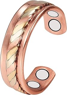 Copper Rings for Women, Magnetic Rings Pure Copper Three -Color Gold Weave Adjustable Therapy Ring, Healthy Copper Jewelry