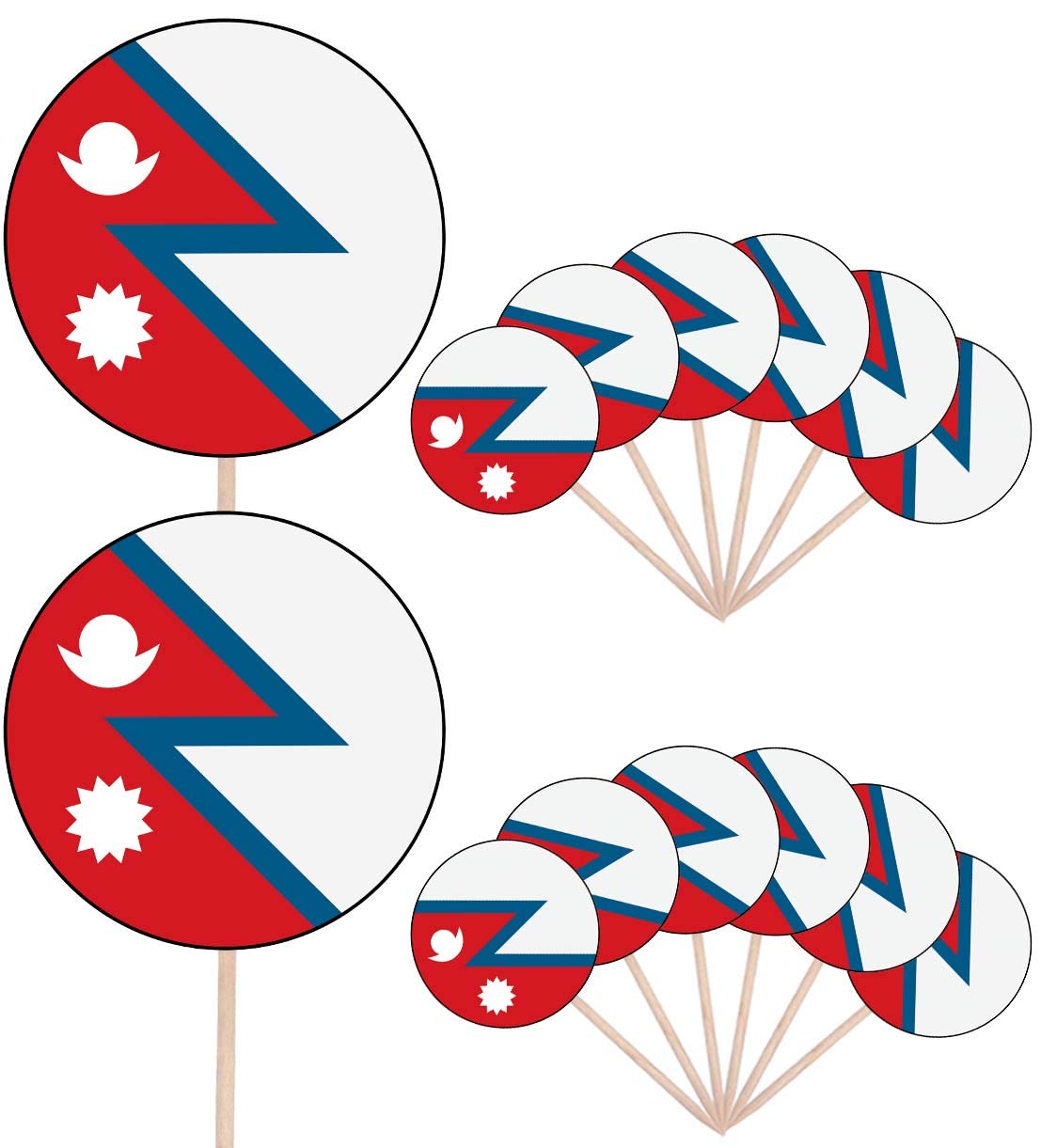 Nepal Flag Party Food Cake Cupcakes Picks Sticks Flags Stand Up Decorations Toppers (pack of 14)