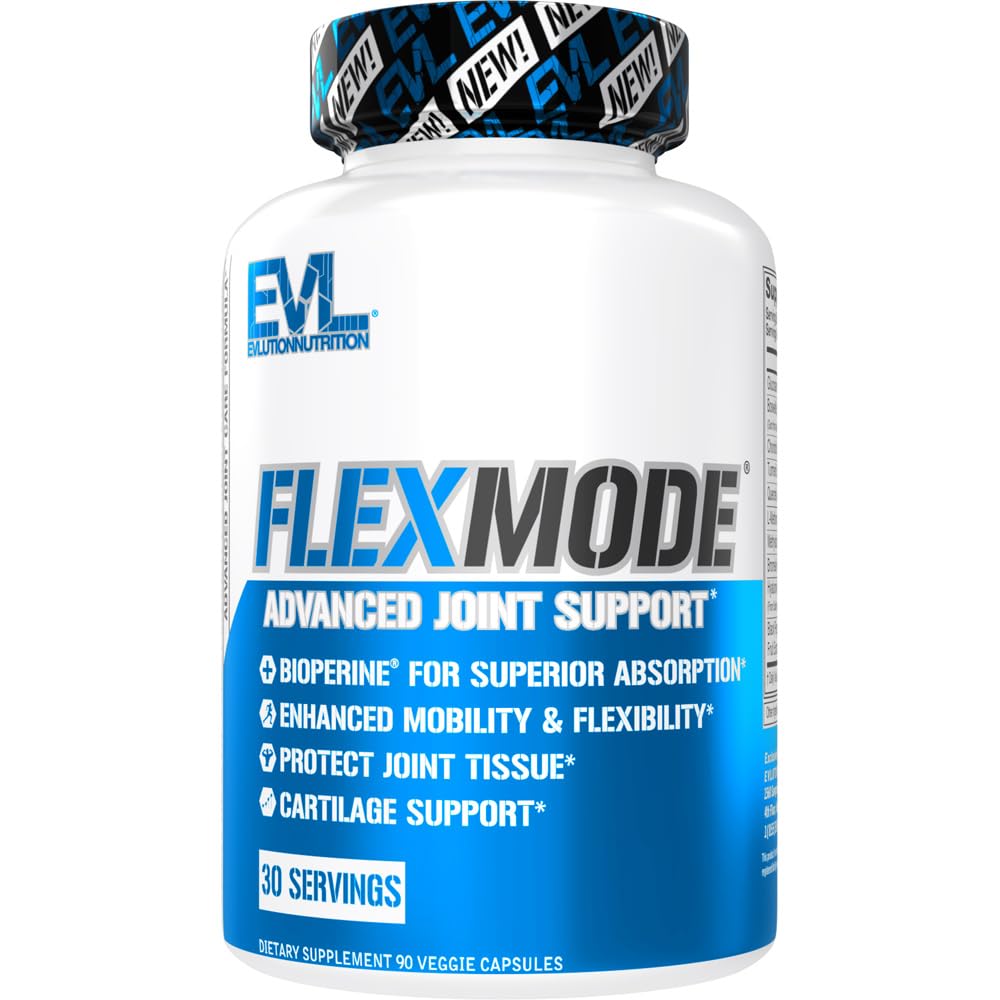 Evlution High Absorption Joint Support Supplement Nutrition FLEXMODE Joint Supplement with Advanced Joint Vitamins Including Glucosamine Chondroitin MSM Boswellia and Hyaluronic Acid - 30 Servings