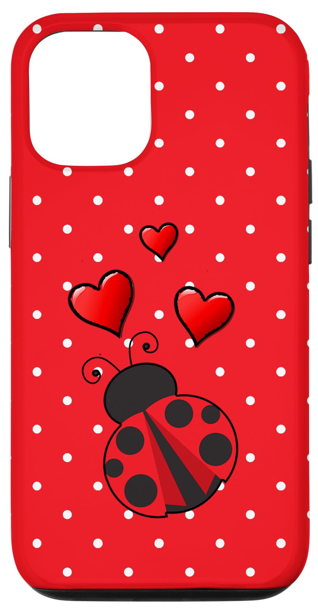 iPhone 12/12 Pro Ladybug With Hearts Red And White Polka Dots Case