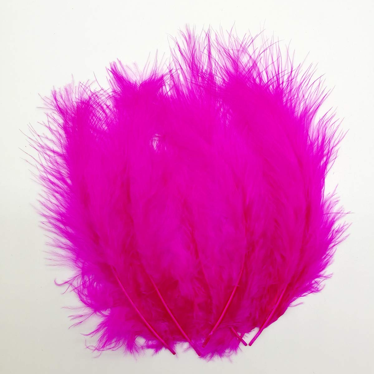 100pcs 4-6 Inches Fluffy Fuchsia Turkey Feathers for Crafts Dreamcatcher Fringe Trim Colored Feathers Fly Tying Material (Rose)