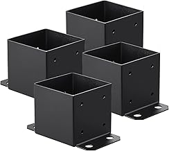 VEVOR 6x6 Post Base 4 Pcs, Inner Size 5.6"x5.6" Post Base Brackets, Heavy Duty Powder-Coated Post Anchor Matte Black Wood ...