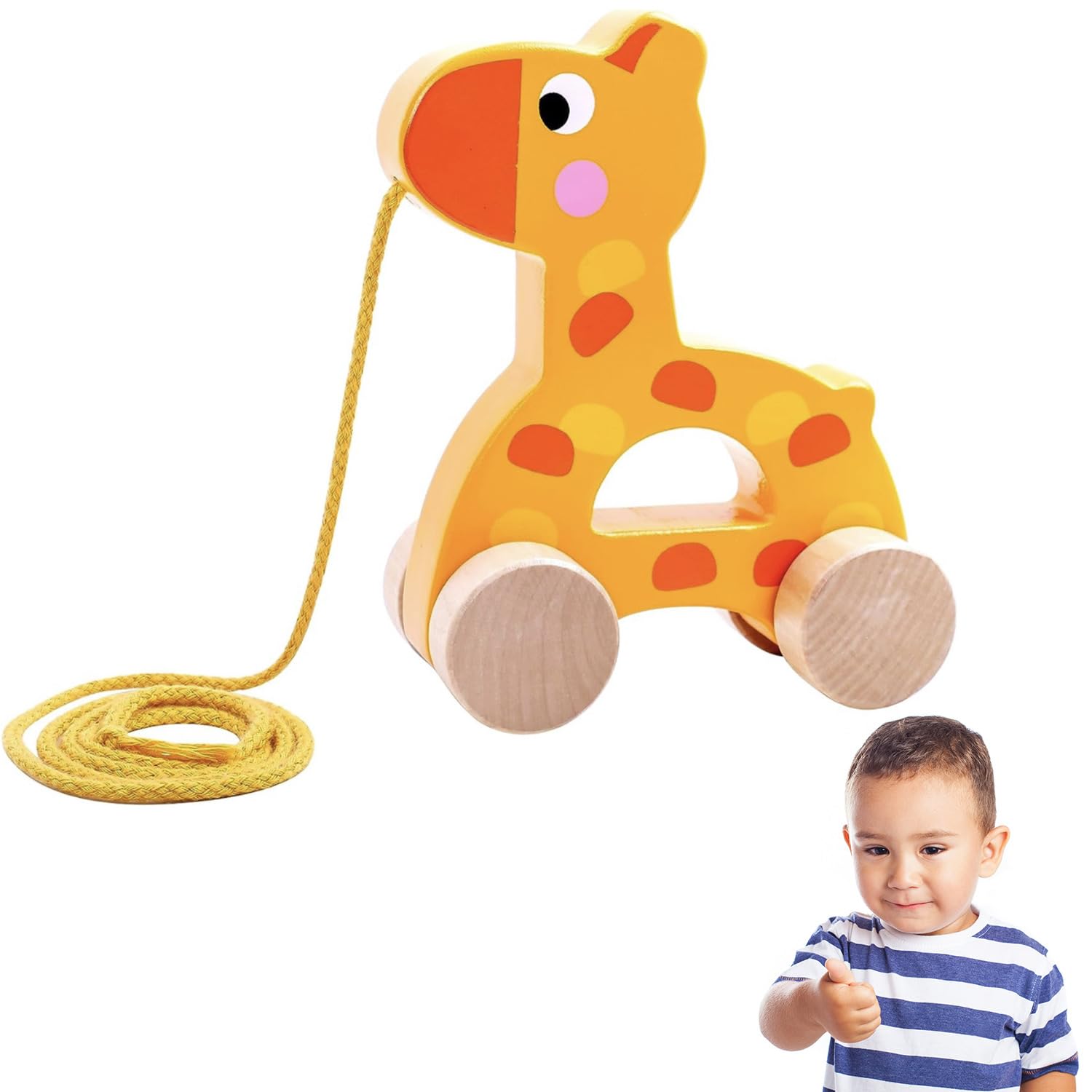 HOMESMART Pull And Walk-Along Wooden Giraffe Activity Toy For Kids Early-Learning and Early Development Toys - Teaches Motor Skills and Imagination (Giraffe)