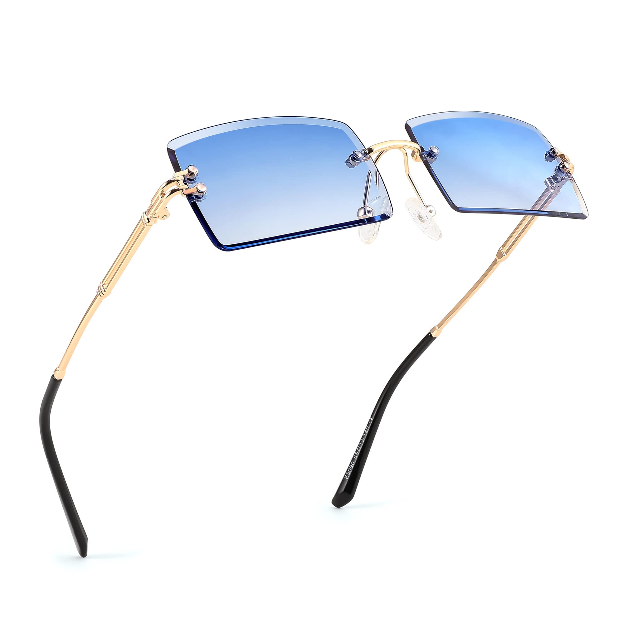 FEISEDY Vintage Rimless Sunglasses Rectangle Frameless Candy Color Glasses Women Men B2642