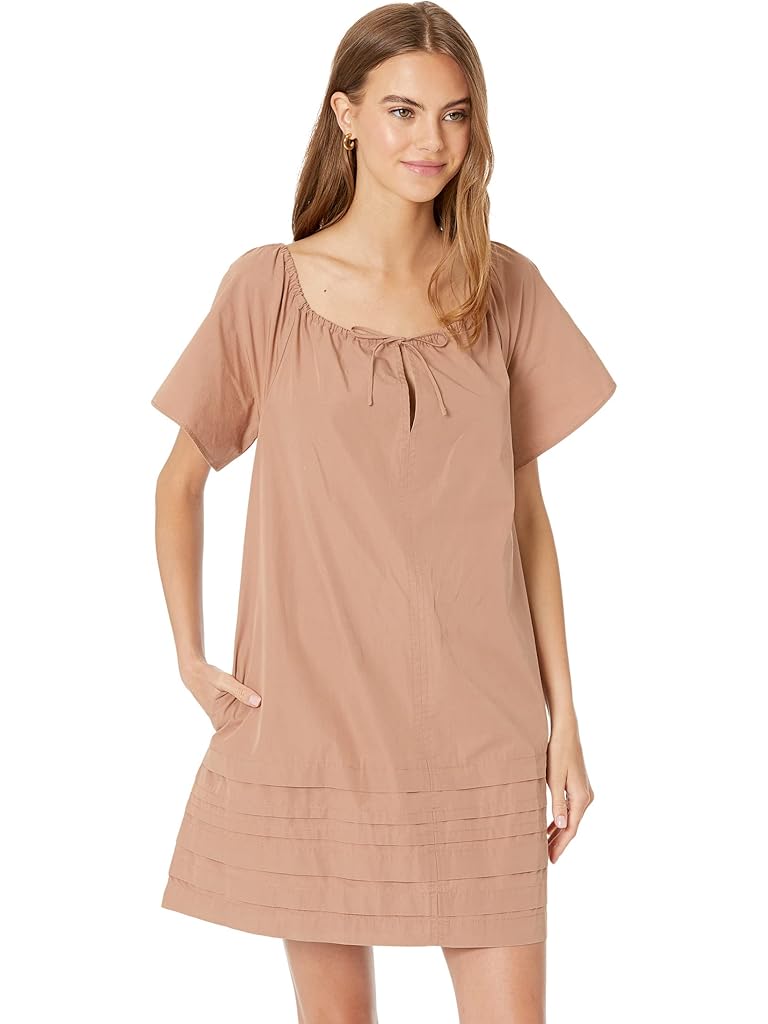 Madewell Poplin Flutter-Sleeve Pintuck Mini Dress