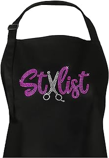 Plum Hill Rhinestone Hair Stylist Apron for Women - Salon Apron for Hairstylist, Hairdresser, Hair Cutting Smock, Hair Apron