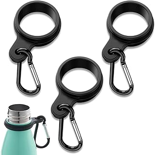 Portable Water Bottle Buckles Clip, 3Pcs Silicone Hiking Camping Accessories Holder with Large Carabiner Clips Perfect for Bags and Hiking Camping Traveling Fishing Outdoor Activities