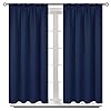 BGment Short Blackout Curtains for Bedroom - Room Darkening Curtain Rod Pocket 45 Inch Length Thermal Insulated Window Drapes for Rv Bathroom Cafe Privacy Blind, 42 x 45 Inch, 2 Panels, Navy Blue