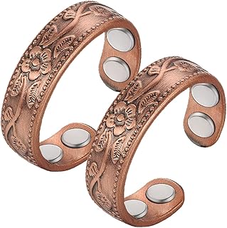 Vicmag Copper Magnetic Ring for Women 99.9% Copper Finger Ring Strong Magnet Ring Copper Jewelry Gift Adjustable