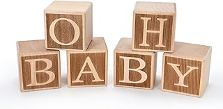 OH BABY Sign Little Blocks (Wooden/Small2.0") for Baby Shower Party Table Centerpiece Decoration, Gender Reveal Letters Gu...