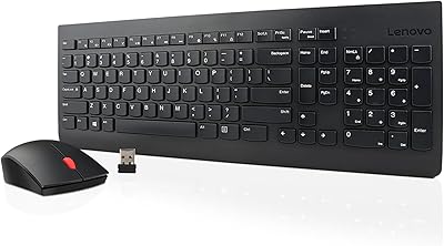 Lenovo 510 Wireless Keyboard & Mouse Combo, 2.4 GHz Nano USB Receiver, Full Size, Island Key Design, Left or Right Hand, 1200 DPI Optical Mouse, GX30N81775, Black