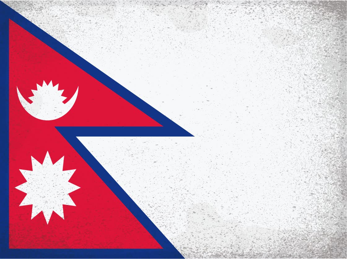 DekoNo7 Tin Sign National Flag of Nepal Vintage 30 x 20 cm