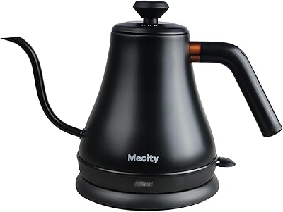 Mecity Electric Kettle Gooseneck Water Kettle Stainless Steel Tea Kettle Water Boiler Fast Heating, Auto Shut Off, 27 fl oz, 1000W, Matte Black