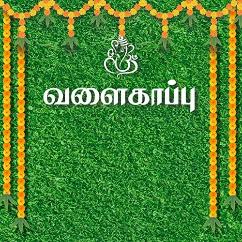 Untumble Seemantham Valaikappu traditioal Backdrop Decoration in Green with a Ganesha Printed on Fabric The Stage Setup (4 feet)