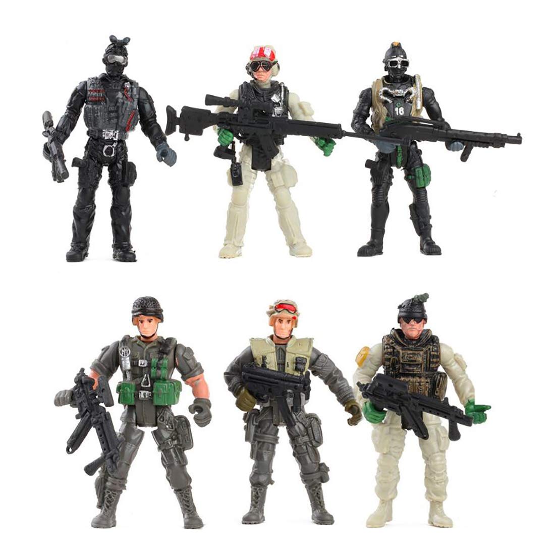 HAPTIME Military Action Figure Play Set for Kids - Army Men Soldiers Toys for Boys and Girls Ages 3-9 (SWAT Team Edition)