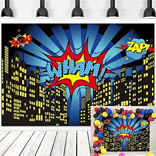 Amazon.com : Allenjoy Superhero Themed Backdrops Super City Skyline ...