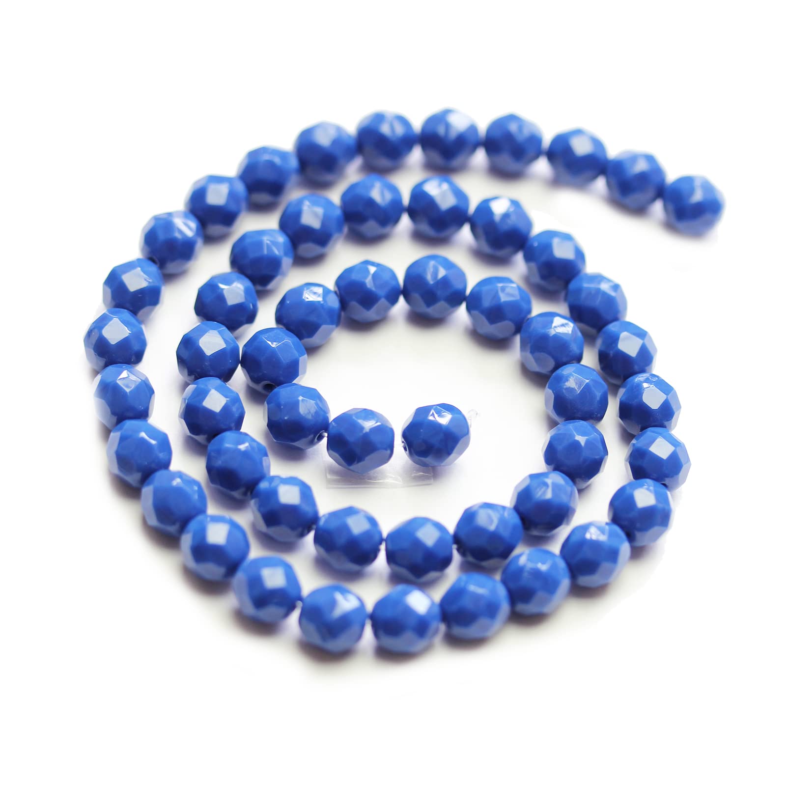 Halcraft Czech Fire Polished Faceted Glass Round 8mm Denim Opaque Beads - 100 Pieces - for Jewelry Making