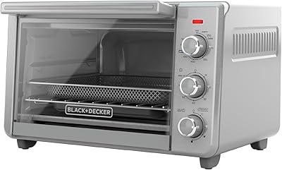 BLACK+DECKER Crisp 'N Bake Air Fryer Toaster Oven, 5 in 1 Countertop Convection Oven to Bake, Broil, Air Fry, Toast or Keep Warm, Large Capacity Fits a Whole Pizza or 6 Slices of Toast