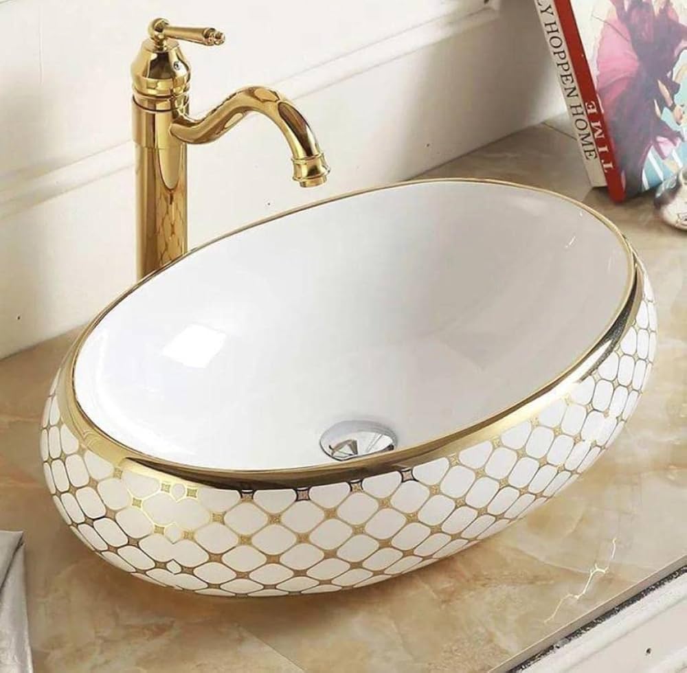 Basinwale Luxurious Ceramic Wash basin Table Top Bathroom Sink ...