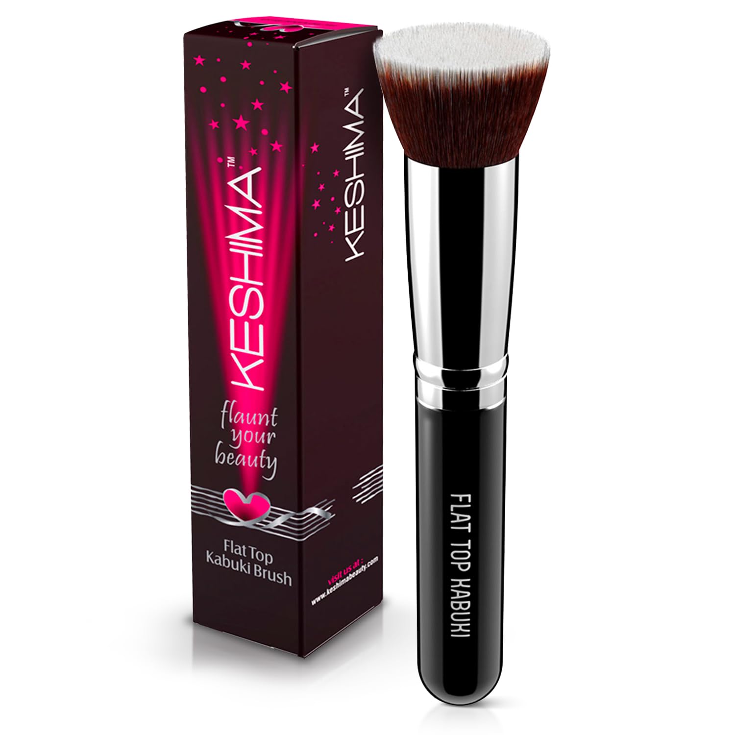 Flat Top Kabuki Foundation Brush By KESHIMA - Premium Makeup Brush for Liquid, Cream, and Powder - Buffing, Blending, and Face Brush, 1.2" Top Diameter