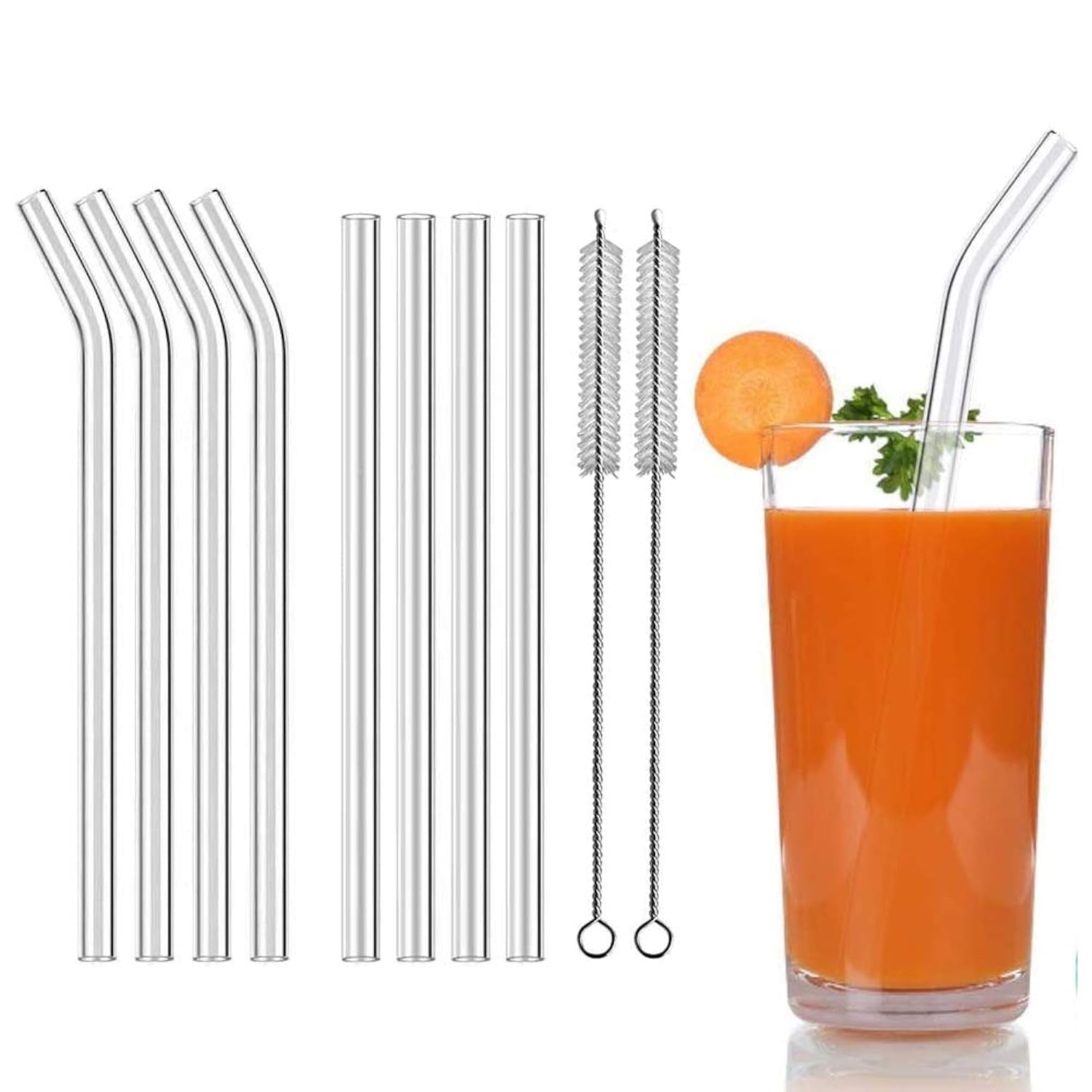 Aoktech10 Pieces Reusable Glass Drinking Straws