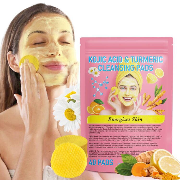 GenericTurmeric Koji Acid Cleansing Pads with Vitamin B5, Vitamin C, Kojic Acid and Turmeric Cleansing Pads, Helps Balance Skin Oil 40PCS(PACK OF 1)