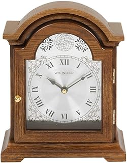 Mantel Clock Broken Arch Wooden Wm Widdop 24cm W2619