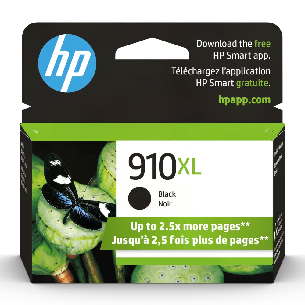 HP 910XL Black High-yield Ink Cartridge | Works with HP OfficeJet 8010, 8020 Series, HP OfficeJet Pro 8020, 8030 Series | Eligible for Instant Ink | 3YL65AN