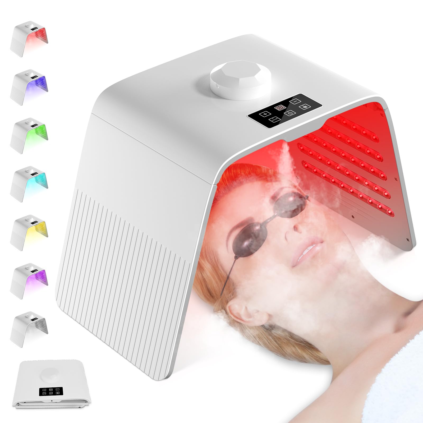 Cozion LED Light Therapy Device, Photon Photon PDT Light Therapy Mask 7 Color Professional LED Light Therapy Face Mask with Near Infrared Facial Beauty Machine SPA Salon Home Equipment Steam Type