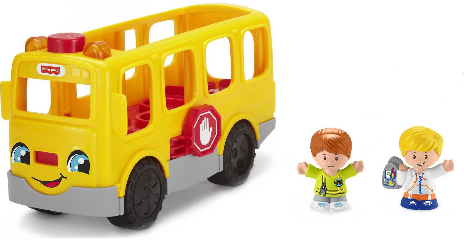 Photo 1 of Fisher-Price Little People School Bus Toy with Lights Sounds and 2 Figures for Toddler Pretend Play, Frustration-Free Packaging? School Bus Frustration Free Packaging