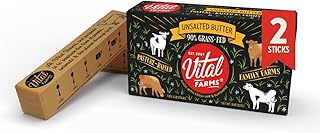 Vital Farms Grass-Fed Butter Sticks, Unsalted, 8oz, 2 x 1/4 lb sticks