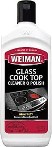 Weiman Glass Cooktop Heavy Duty Cleaner &amp; Polish - Shines and Protects Glass/Ceramic Smooth Top Ranges with its Gentle Formula - 10 Oz., Clear