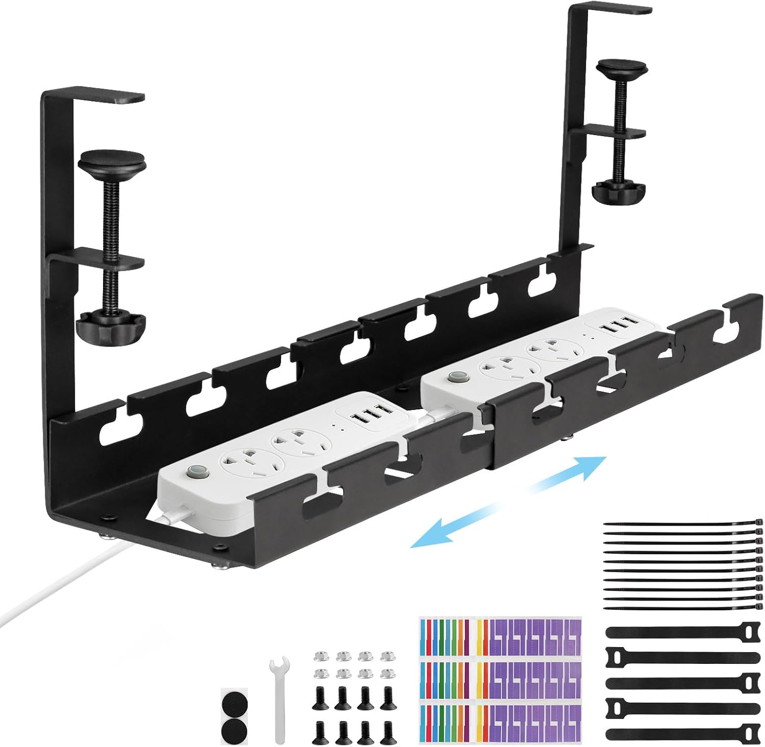 Edencomer Under Desk Cable Management Tray, 11.2''-21.8'' Retractable ...