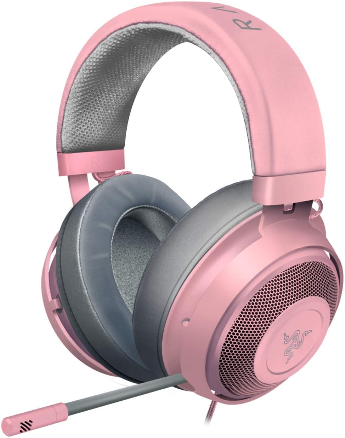 RazerKraken Quartz Edition - Gaming Headphones for PC, PS4, Xbox One and Switch with 50 mm Drivers and Cooling Gel-Infused Cushions - Pink