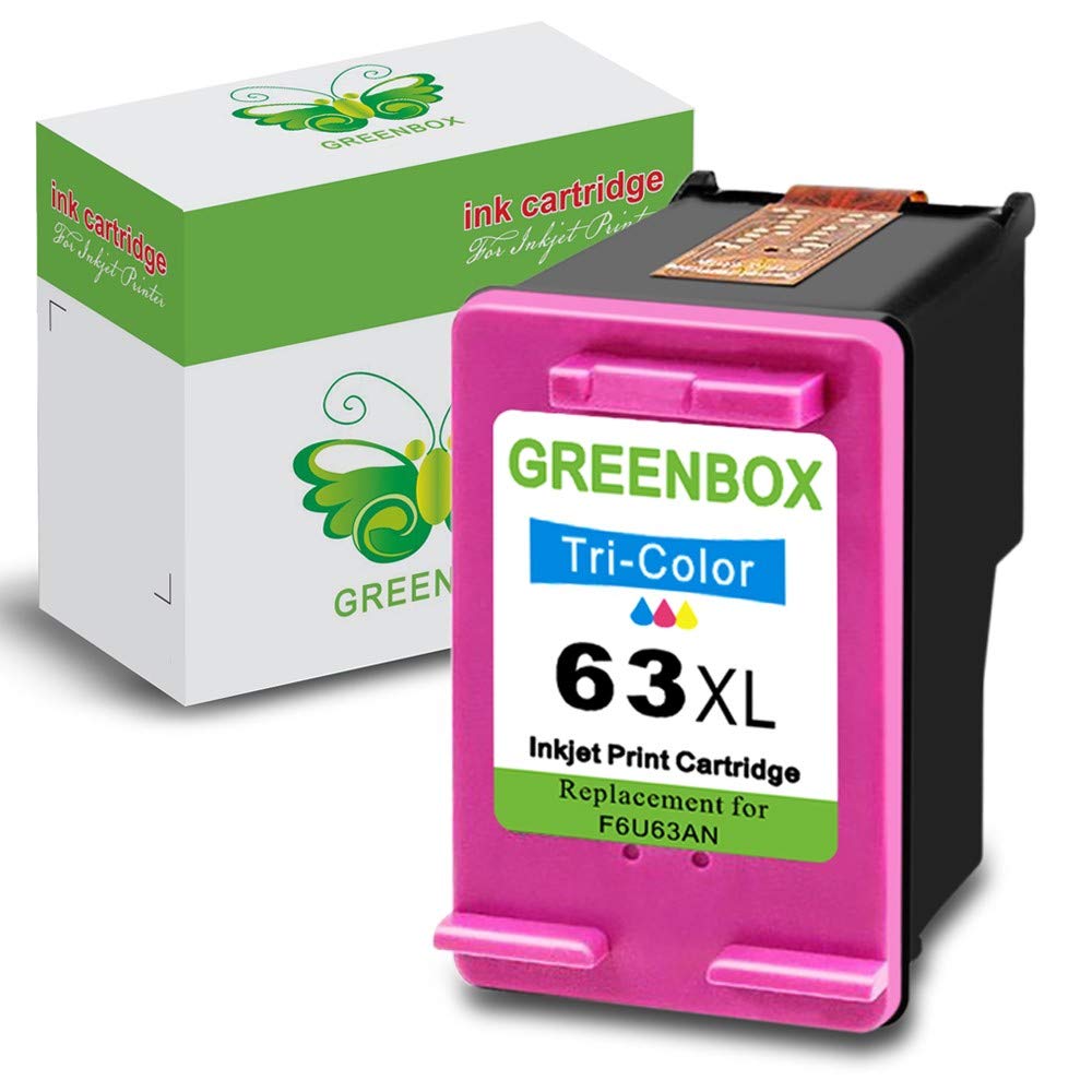 GREENBOX Re-Manufactured Ink Cartridge Replacement for 63XL 63 XL Used in Envy 4516 4520 Officejet 4650 3830 3831 4655 Deskjet 2130 2132 1112 3630 3633 3634 Printer (1 Tri-Color)