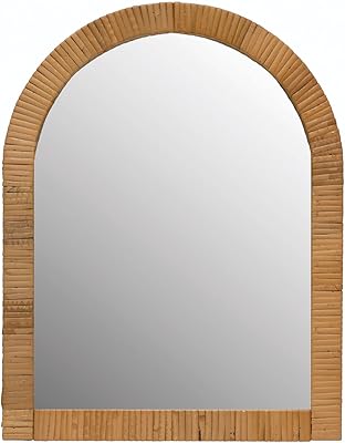 Creative Co-Op Arched Rattan Wall Mirror, Natural Finish, 13.5 in L x 1.25 in W x 17.25 in H